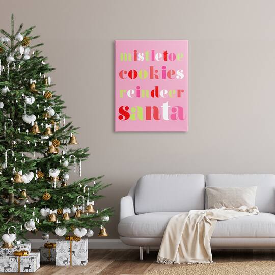 Stupell Industries Mistletoe Cookies Reindeer Santa Bold Canvas Wall Art